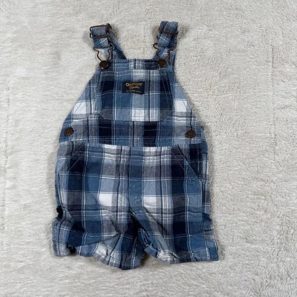 Vintage OshKosh B’Gosh Blue Plaid Boys Overalls